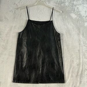 Han Yun faux leather sleeveless romper mini dress sz Small